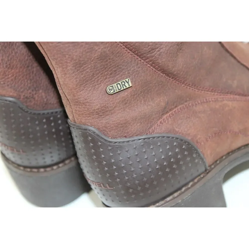 Merrell Brunette Boots Women's Size 6.5 Brown Faux Wool Fur Zip Winter Chunky
